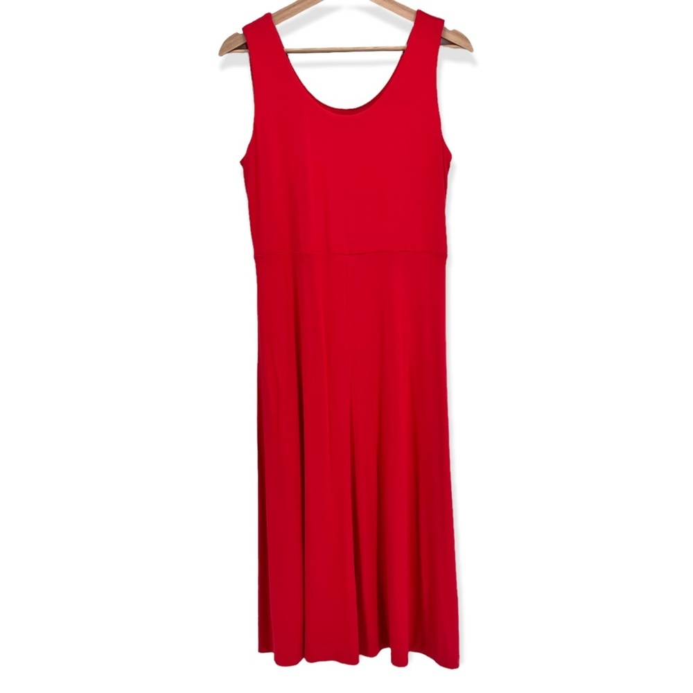 NWT Cynthia Rowley Red Rayon Stretch Jersey Swing Midi Dress - Picture 1 of 7